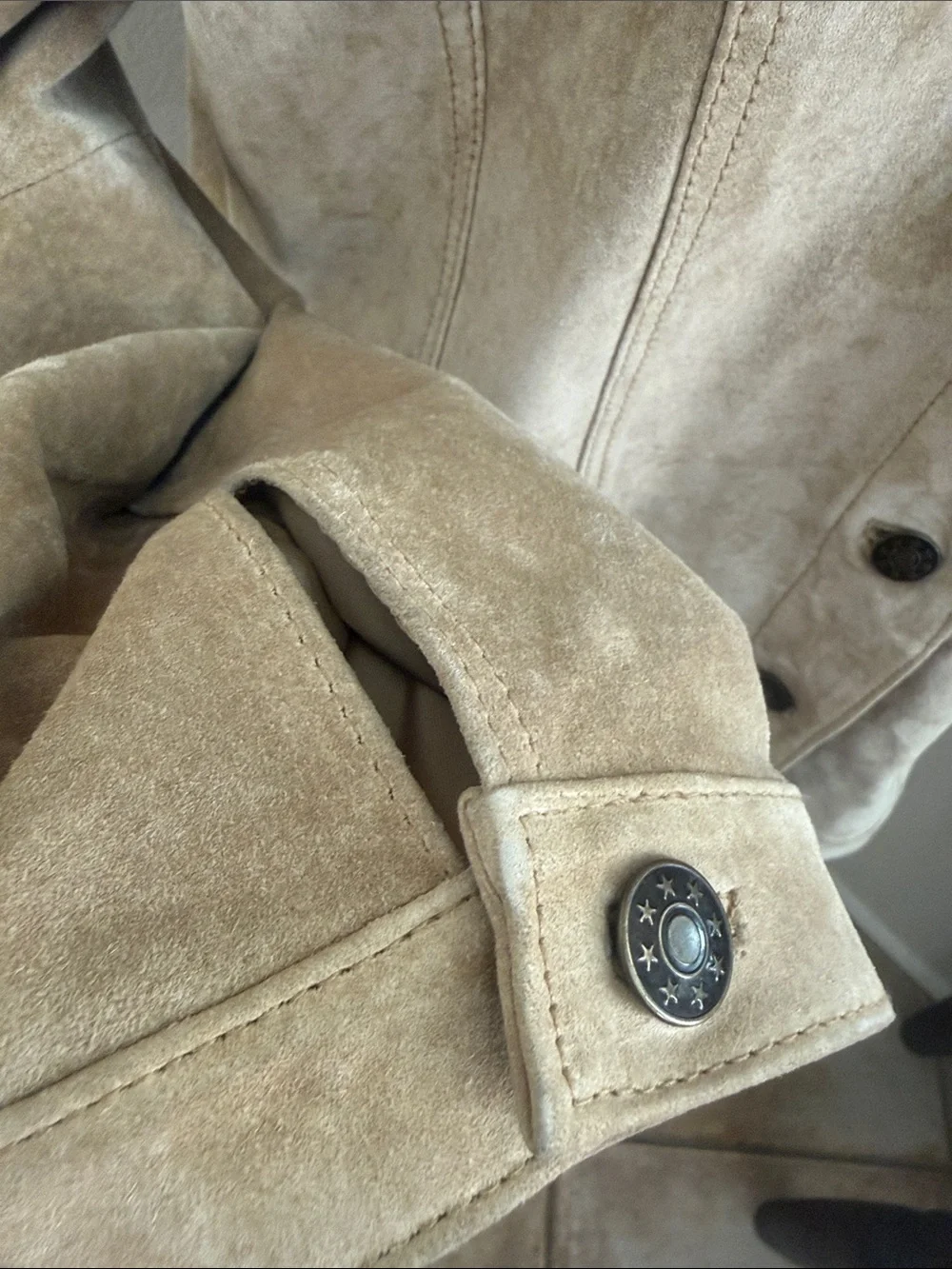 Fabio Women's Suede Leather Button-Front Jacket - Tan size XL - Picture 6 of 14